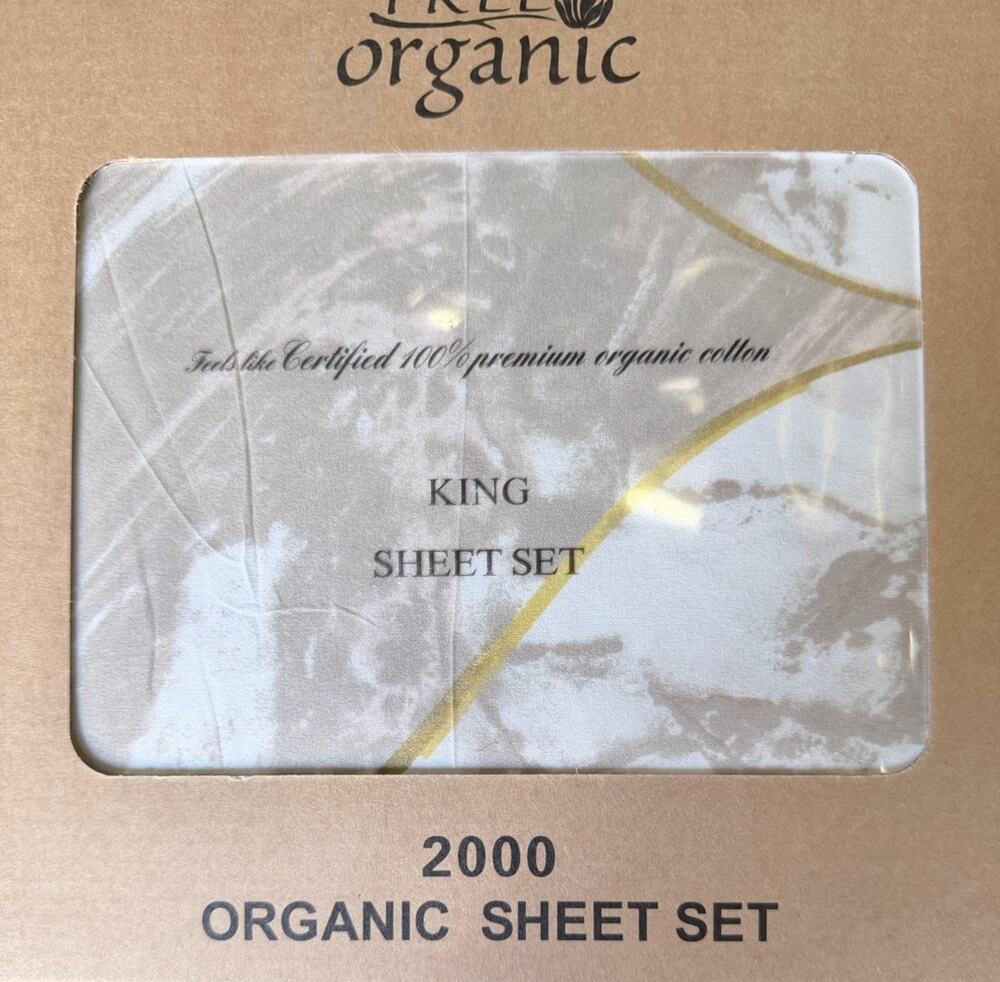 Tree, Organic King, Size Sheets, White, And Taupe Color 100% Organic Cotton